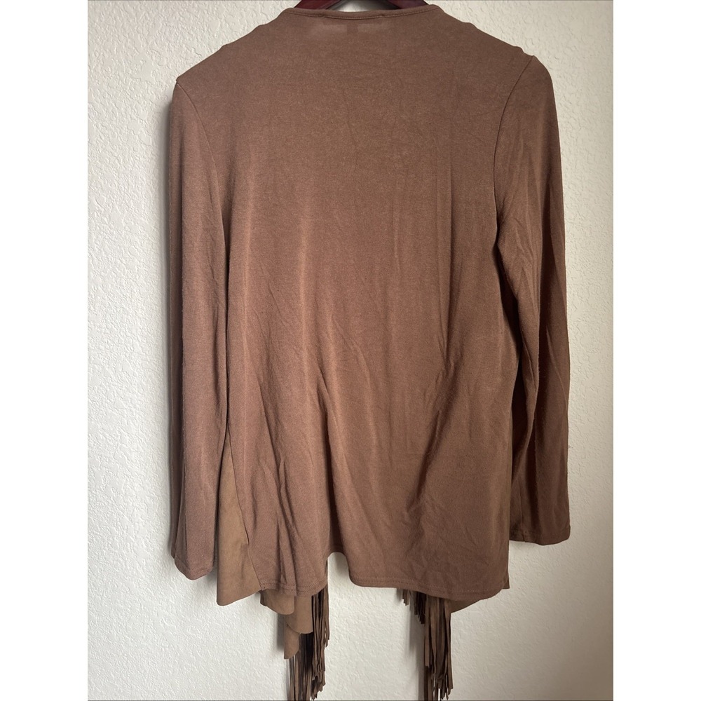 Anne French 2-Piece Set, Western Cardigan W/Fringe + Ivory Tank With Sequins, L - Picture 3 of 10